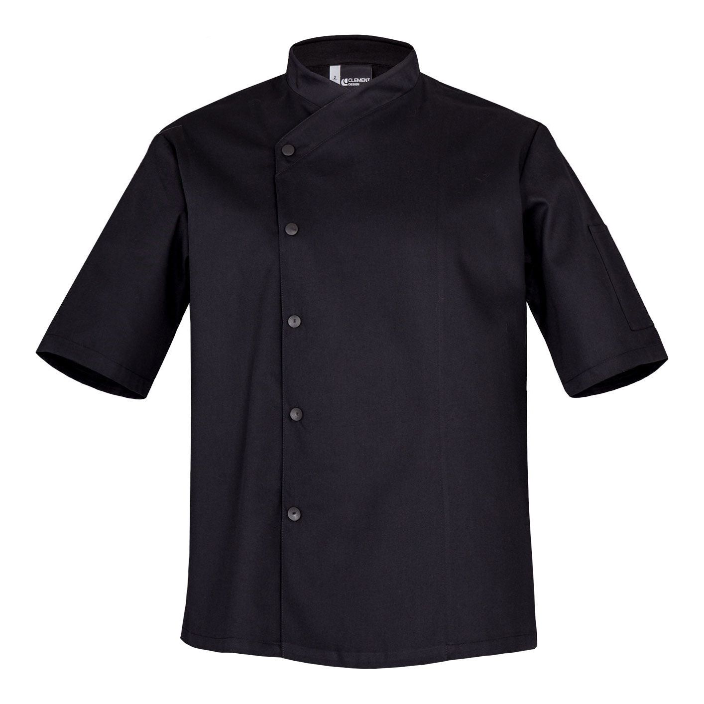 Veste de cuisine Sfax Noir Courtes T00 - UE XS-40/42 - US 31/33 - Clement Design - Veste cuisine homme - SFAX NOIR MC T00 - La Guilde Culinaire