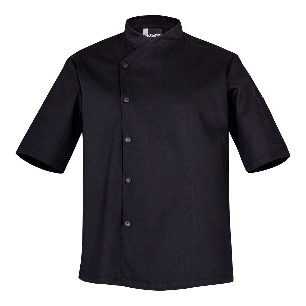 Veste de cuisine Sfax Noir Courtes T00 - UE XS-40/42 - US 31/33 - Clement Design - Veste cuisine homme - SFAX NOIR MC T00 - La Guilde Culinaire