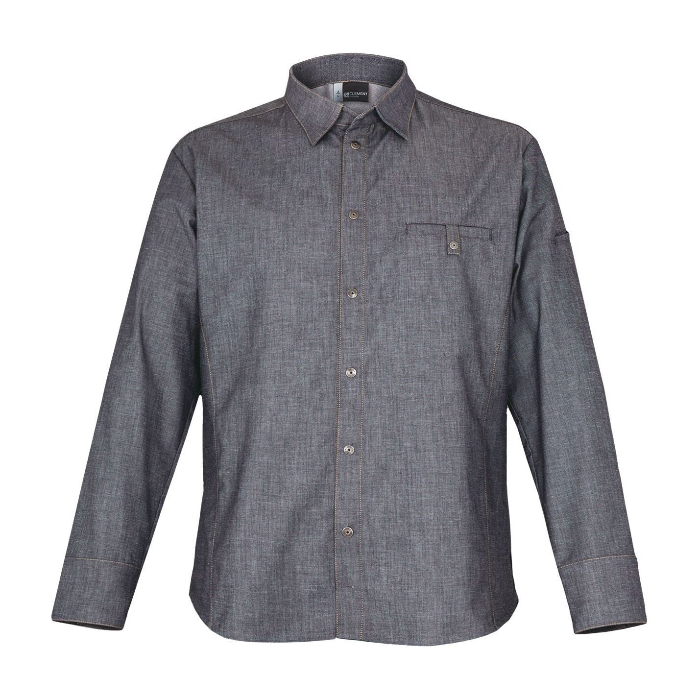 Veste de cuisine Yuma * Denim Longues T1 - UE M-46/48 - US 36/38 - Clement Design - Veste cuisine homme - YUMA DENIM ML T1 - La Guilde Culinaire