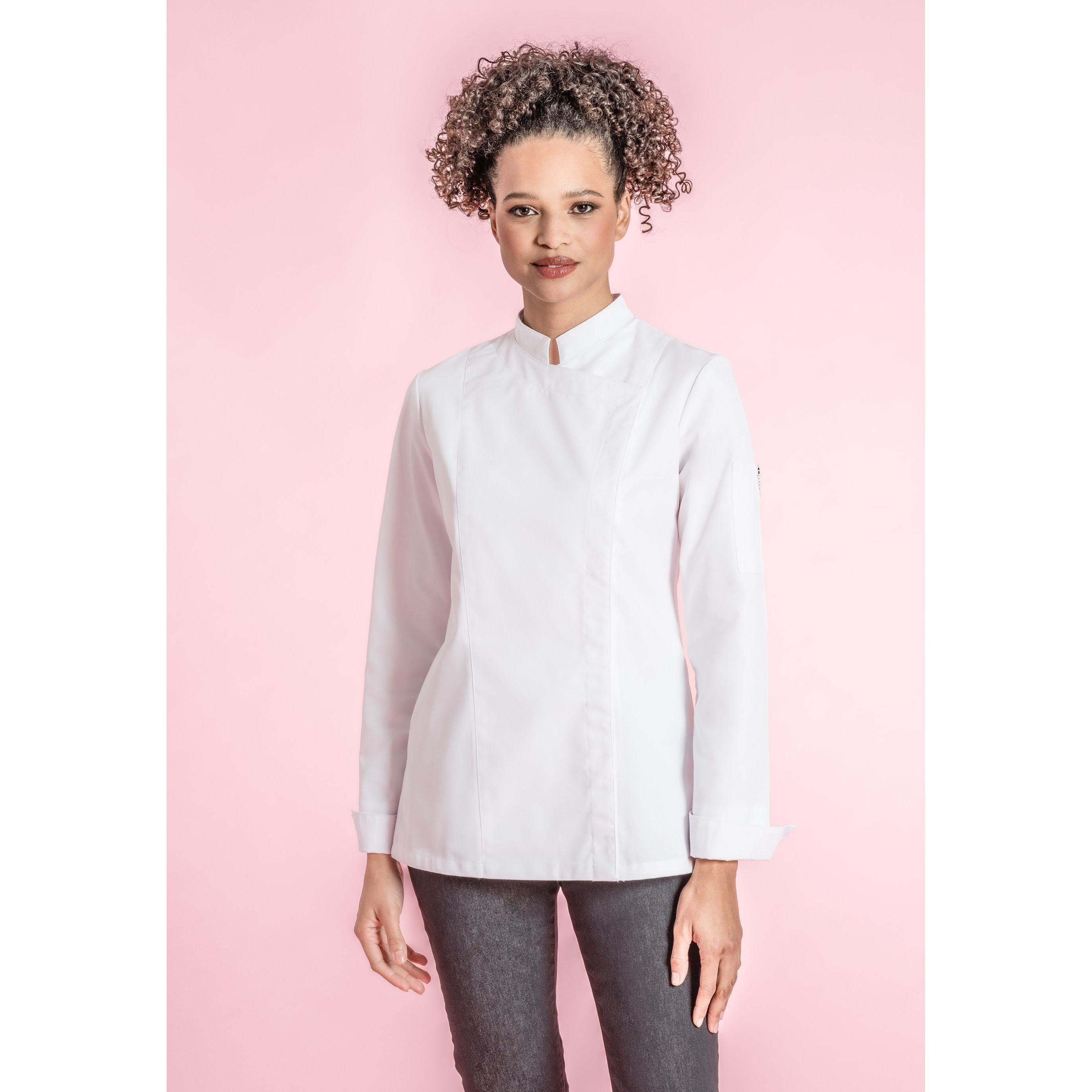 Veste de cuisine Leeds Blanc longues T00 - UE XS-34/36 - US 28/29 - Clement Design - Veste cuisine femme - LEEDS-BL-ML-XS-T00 - La Guilde Culinaire