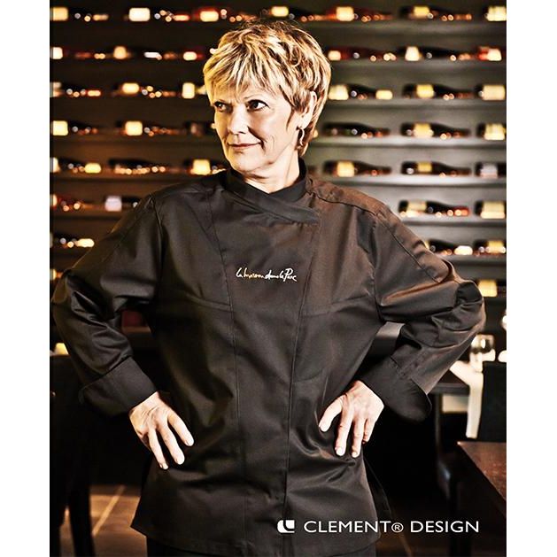 Veste de cuisine Murcia * Noir Longues T4 - UE 2XL-50/52 - US 41/44 - Clement Design - Veste cuisine femme - MURCIA NOIR ML T4 DIS - La Guilde Culinaire