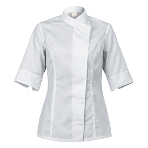 Veste de cuisine Intuition Blanc Courtes T00 - UE XS-34/36 - US 28/29 - Clement Design - Veste cuisine femme - INTUITION BLANC MC T00 - La Guilde Culinaire