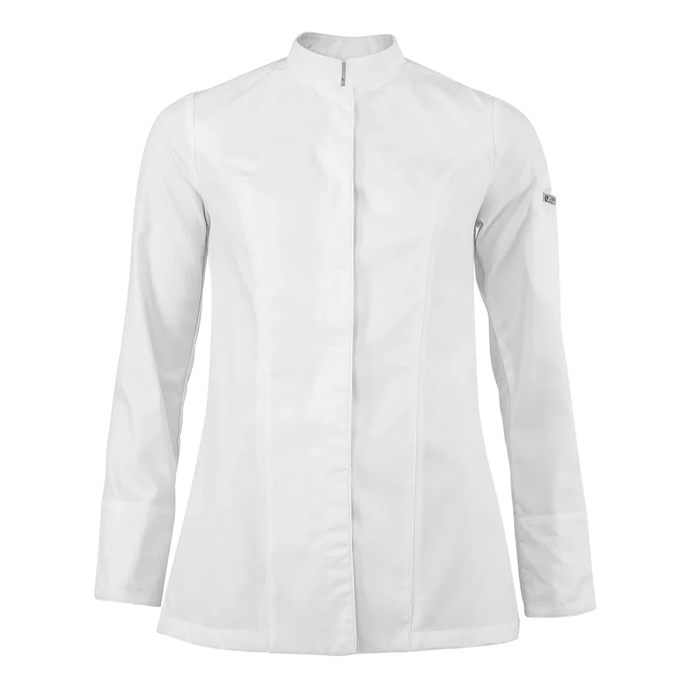 Veste de cuisine Genova Blanc Longues T00 - UE XS-34/36 - US 28/29 - Clement Design - Veste cuisine femme - GENOVA-BL-ML-T00 - La Guilde Culinaire