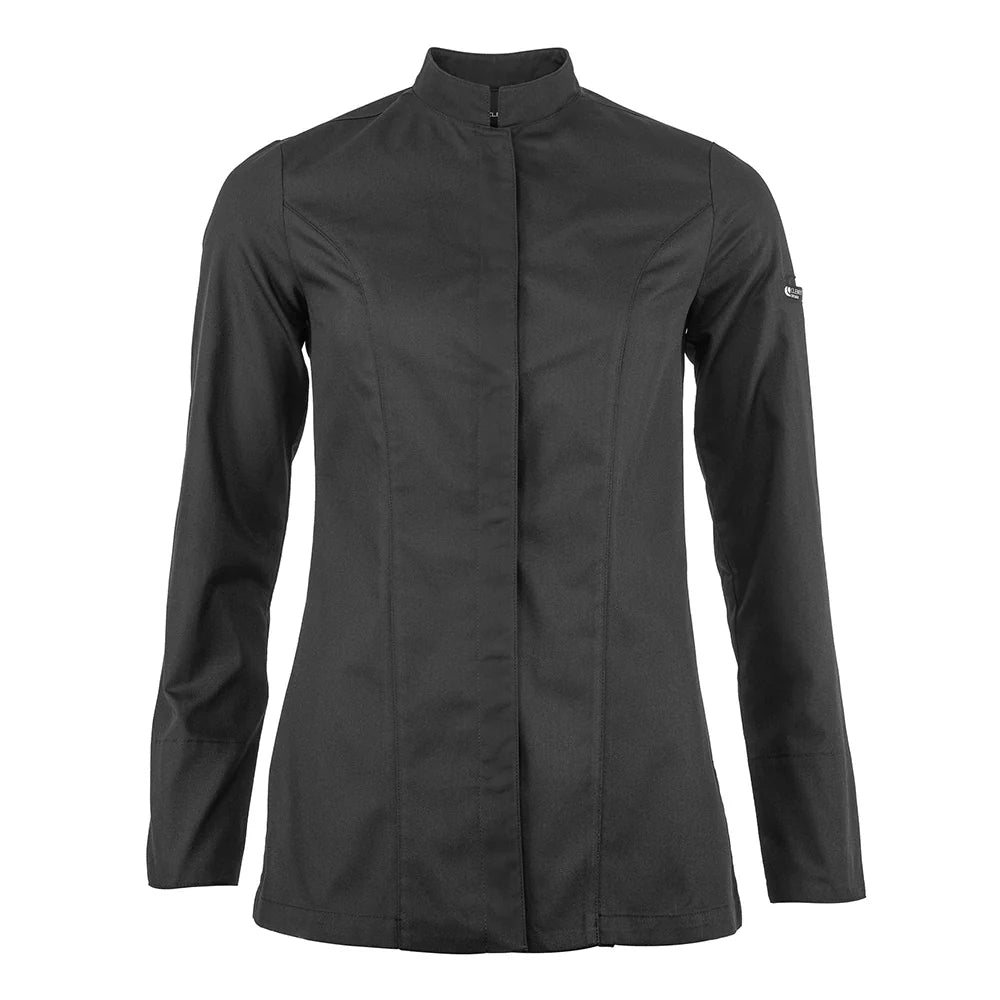 Veste de cuisine Genova Noir Longues T00 - UE XS-34/36 - US 28/29 - Clement Design - Veste cuisine femme - GENOVA-NR-ML-T00 - La Guilde Culinaire
