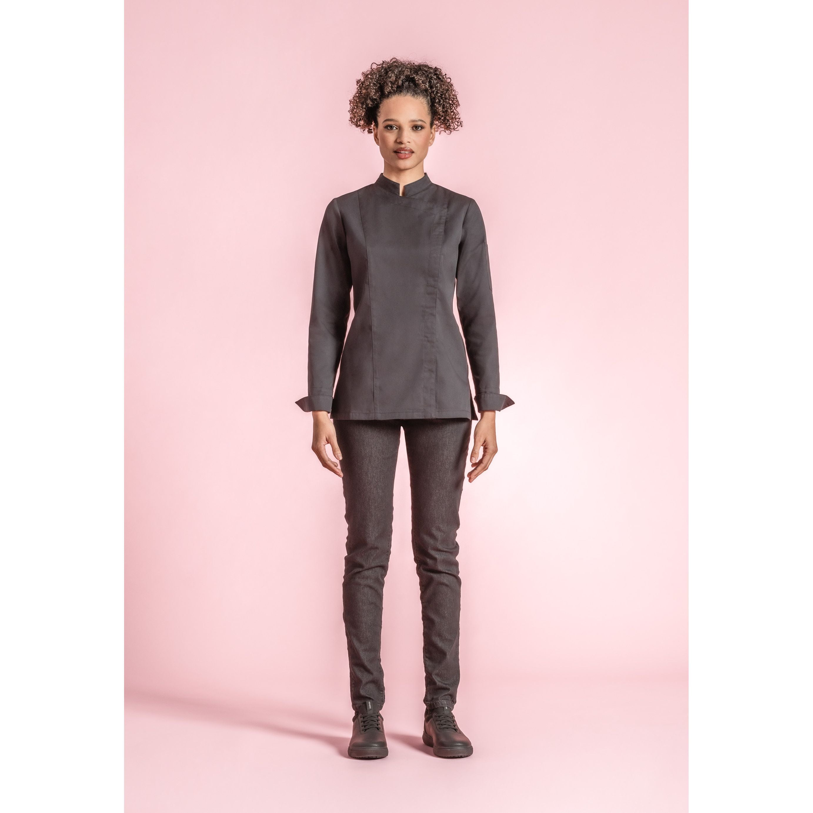 Veste de cuisine Leeds Noir longues T00 - UE XS-34/36 - US 28/29 - Clement Design - Veste cuisine femme - LEEDS-N-ML-XS-T00 - La Guilde Culinaire